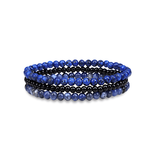 Bracelet perles assemblé de pierre bleue naturelle - Maison Di Giorgio