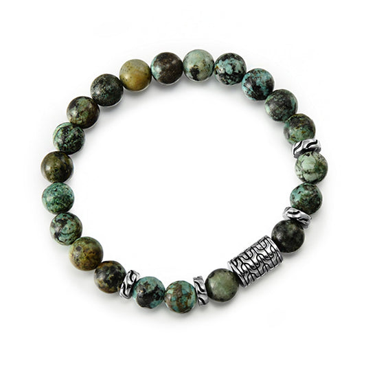 Bracelet assemblé de perles naturelles et d'acier inoxydable plaqué argent - Maison Di Giorgio