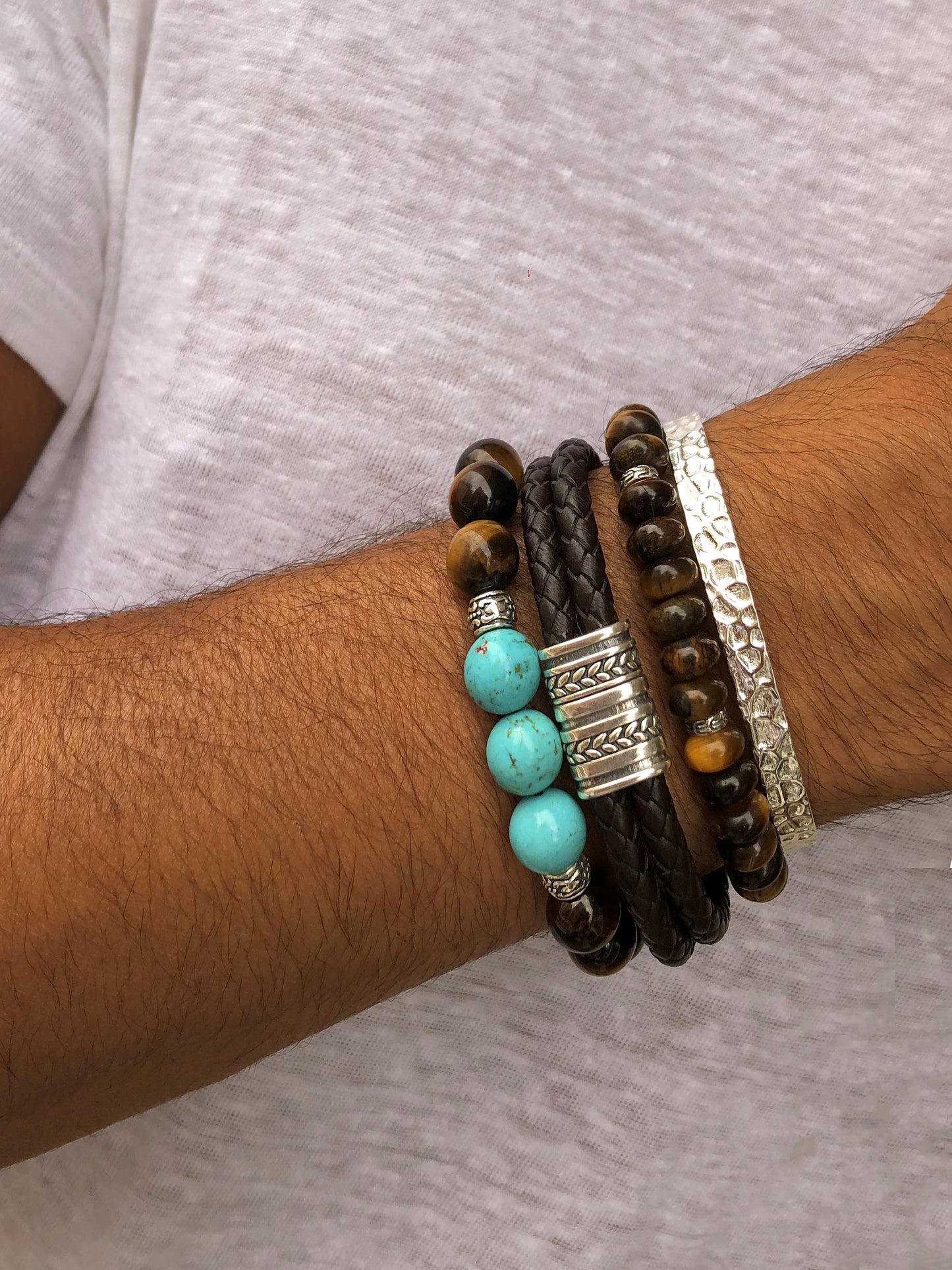 Bracelet cuir véritable et Argent 925 oxydé - Maison Di Giorgio
