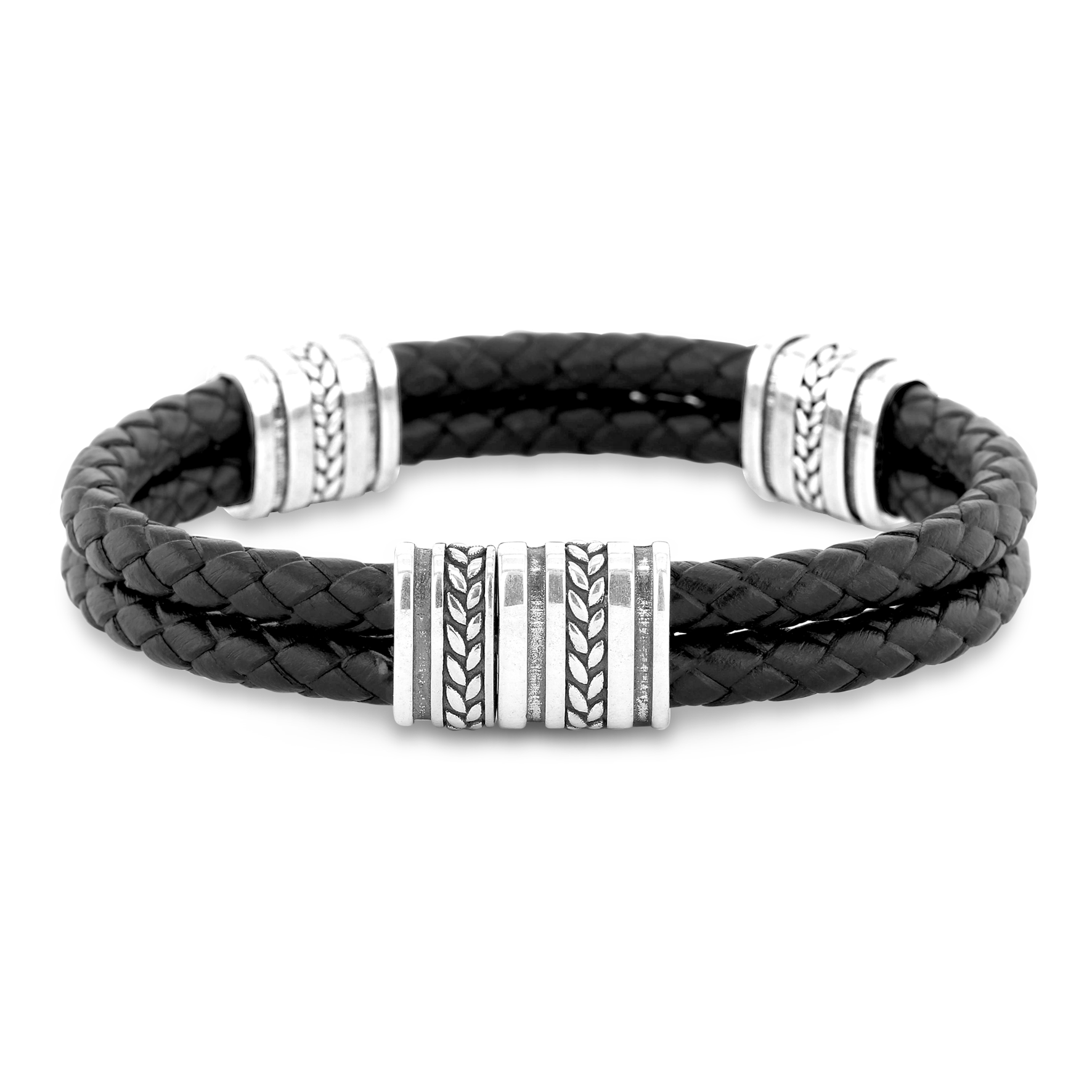 Bracelet cuir véritable et Argent 925 oxydé - Maison Di Giorgio