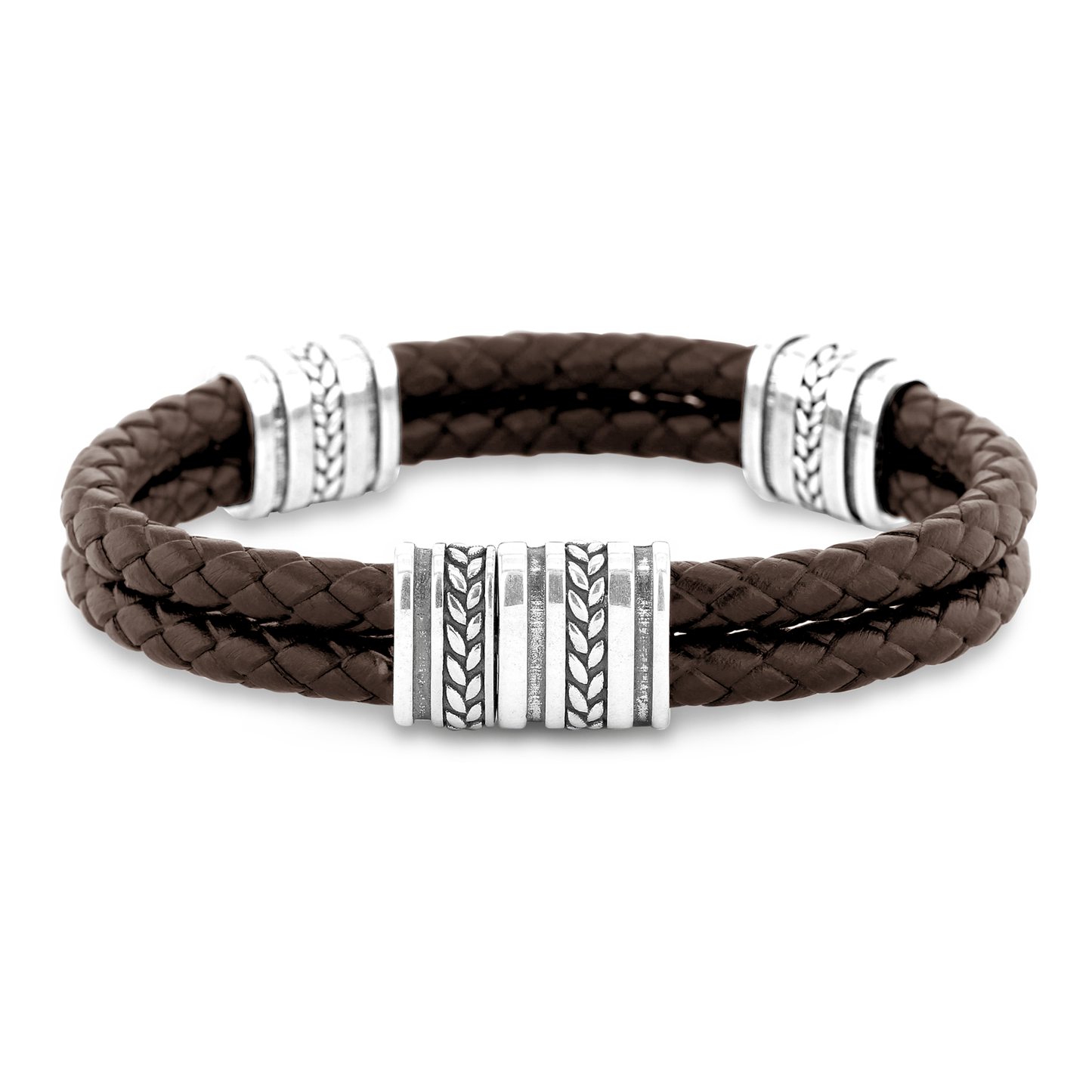 Bracelet cuir véritable et Argent 925 oxydé - Maison Di Giorgio