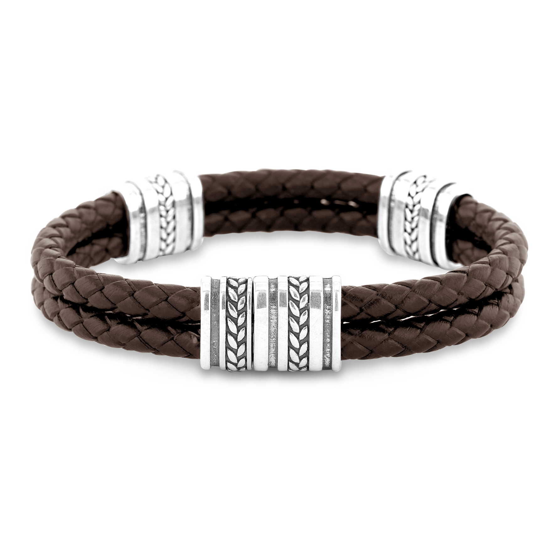 Bracelet cuir véritable et Argent 925 oxydé - Maison Di Giorgio