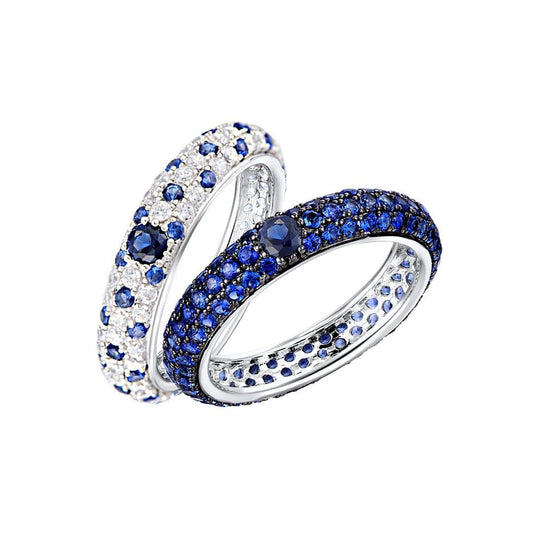 Composition de bagues en Argent 925 plaqué Rhodium blanc et noir assemblées d'oxyde de zirconium - Maison Di Giorgio