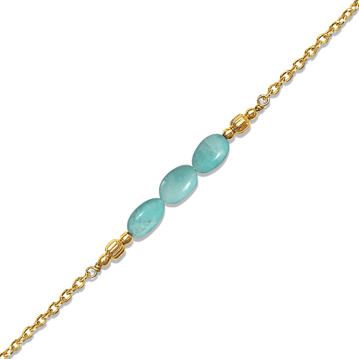 Bracelet doré Or jaune 18k assemblé d'Amazonite - Maison Di Giorgio