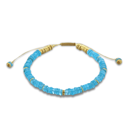 Bracelet perles doré Or jaune 18k assemblé d'Apatite - Maison Di Giorgio
