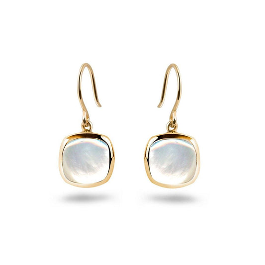 Boucles d'oreilles en Argent 925 doré Or jaune 18k assemblées de Pierre de lune - Maison Di Giorgio