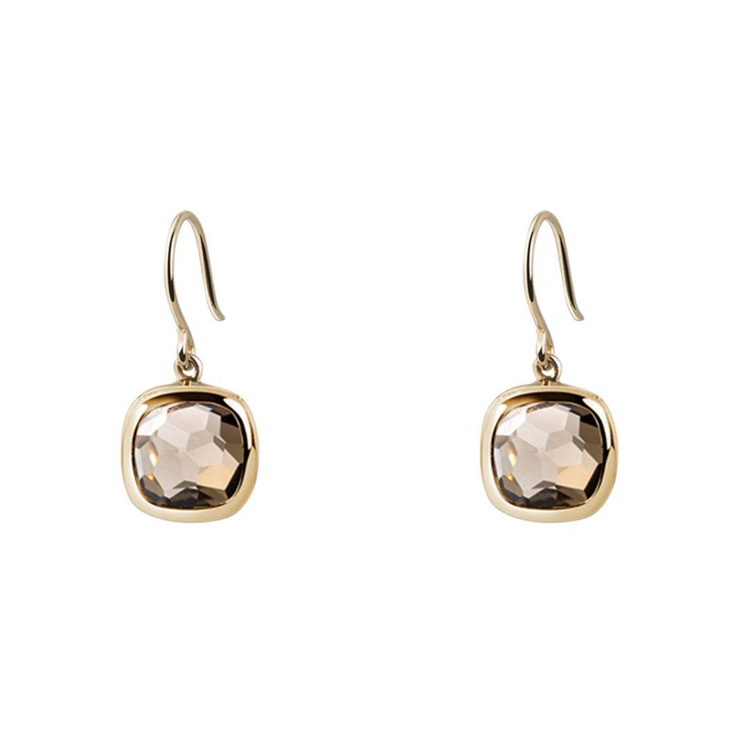 Boucles d'oreilles en Argent 925 doré Or jaune 18k assemblées de Quartz fumé - Maison Di Giorgio