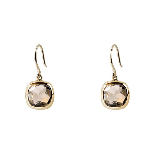 Boucles d'oreilles en Argent 925 doré Or jaune 18k assemblées de Quartz fumé - Maison Di Giorgio