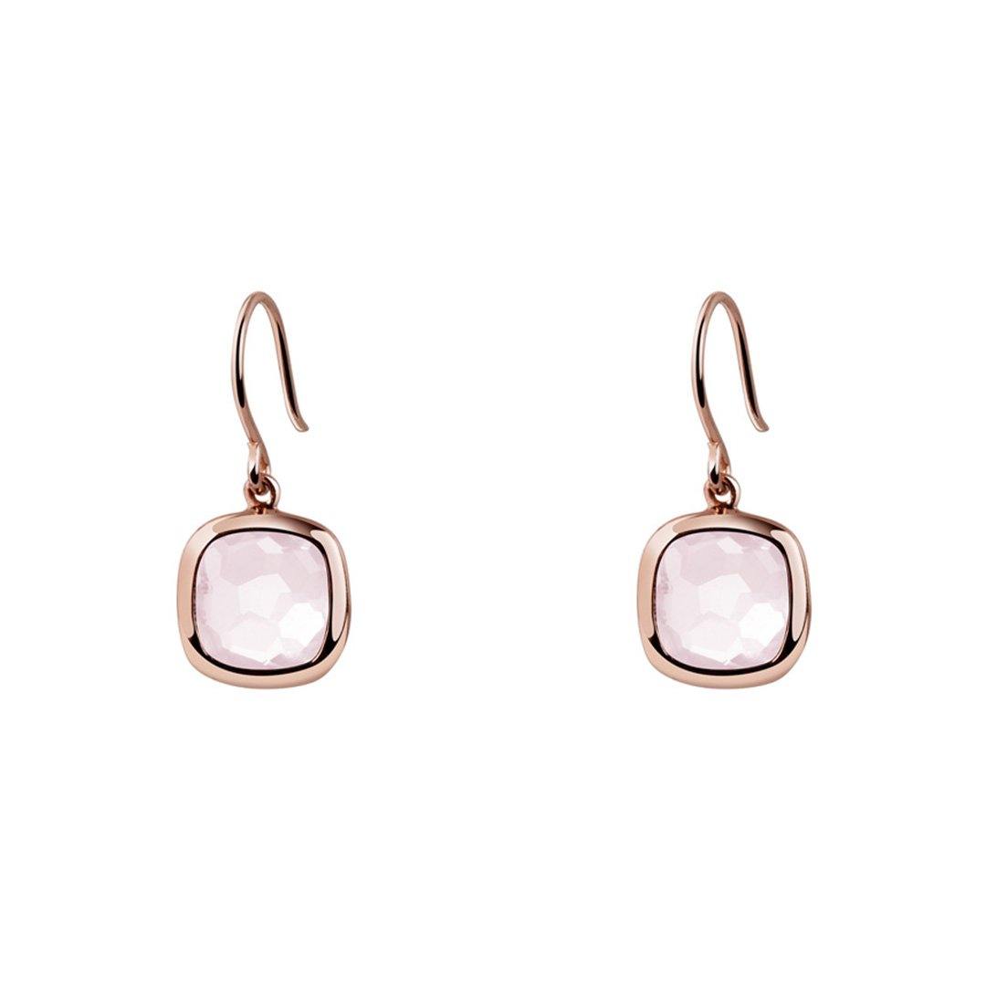 Boucles d'oreilles en Argent 925 doré Or rose 18k assemblées de Quartz rose - Maison Di Giorgio