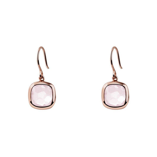 Boucles d'oreilles en Argent 925 doré Or rose 18k assemblées de Quartz rose - Maison Di Giorgio