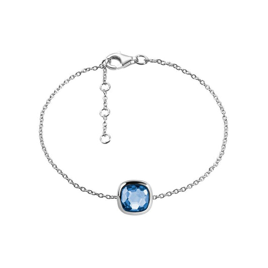 Bracelet en Argent 925 plaqué Rhodium assemblé de Quartz bleu - Maison Di Giorgio