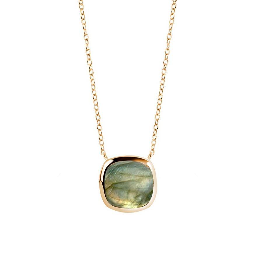 Collier en Argent 925 doré Or jaune 18k assemblé de Labradorite - Maison Di Giorgio