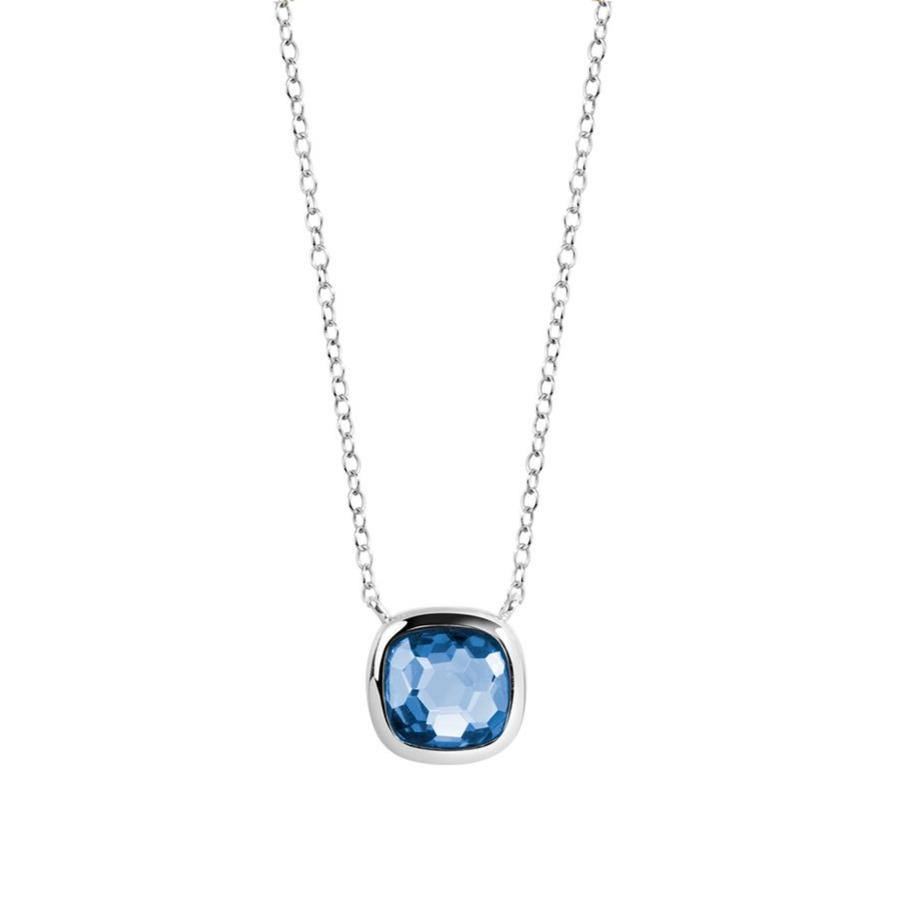 Collier en Argent 925 plaqué Rhodium assemblé de Quartz bleu - Maison Di Giorgio