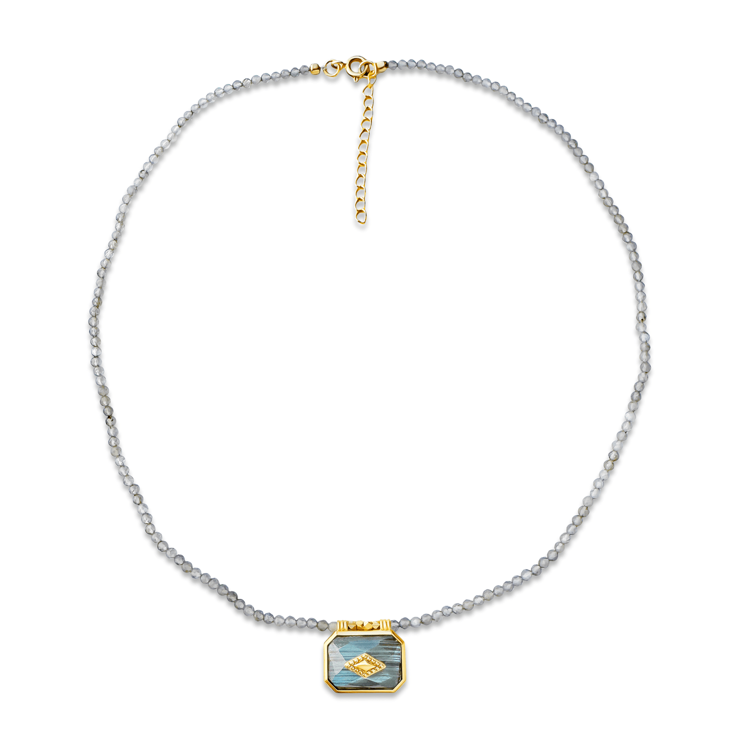 Collier doré Or jaune 18k assemblé de Labradorite - Maison Di Giorgio
