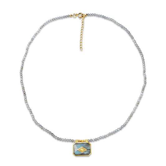 Collier doré Or jaune 18k assemblé de Labradorite - Maison Di Giorgio