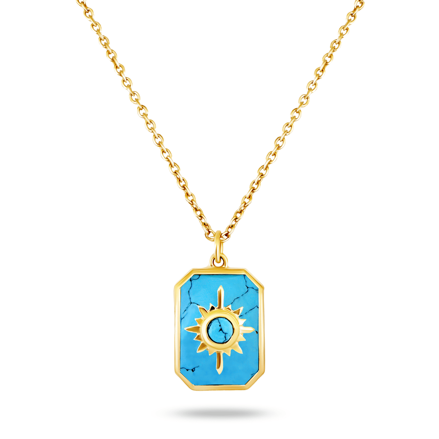 Collier doré Or jaune 18k assemblé de Turquoise - Maison Di Giorgio