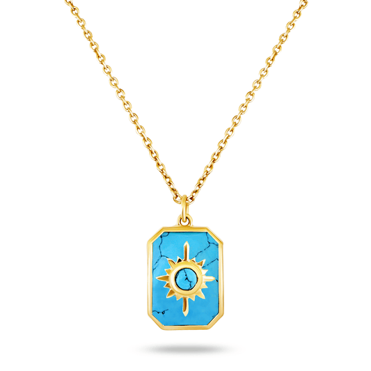 Collier doré Or jaune 18k assemblé de Turquoise - Maison Di Giorgio