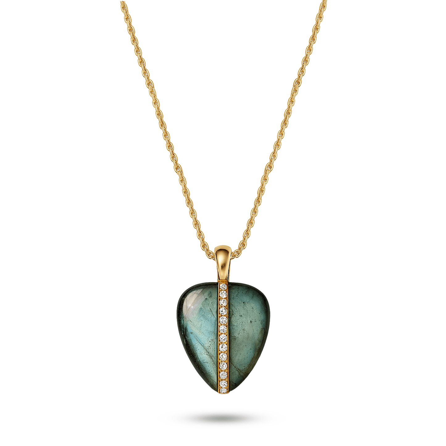Collier doré Or jaune 18k assemblé de Labradorite et d'Oxyde de zirconium - Maison Di Giorgio