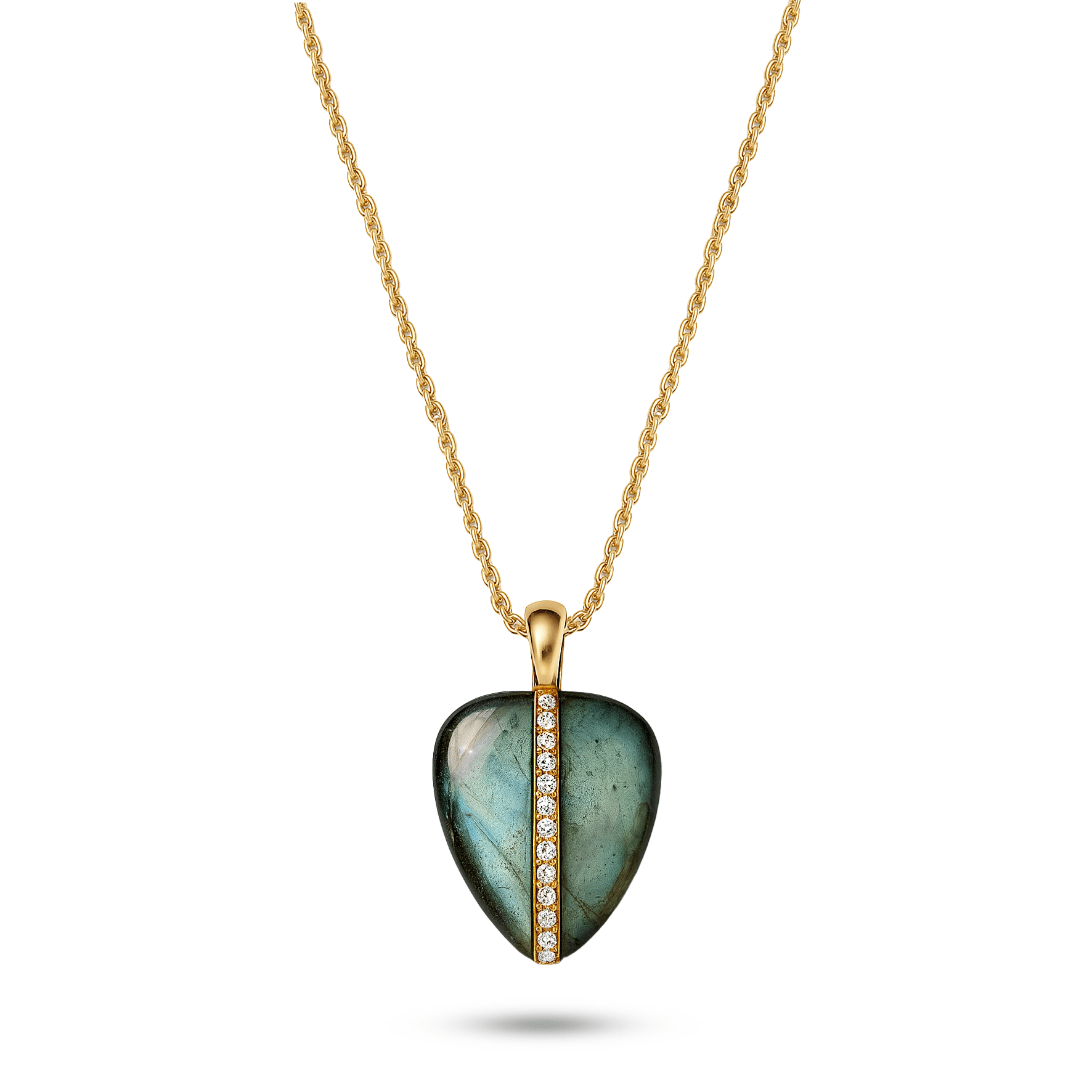 Collier doré Or jaune 18k assemblé de Labradorite et d'Oxyde de zirconium - Maison Di Giorgio