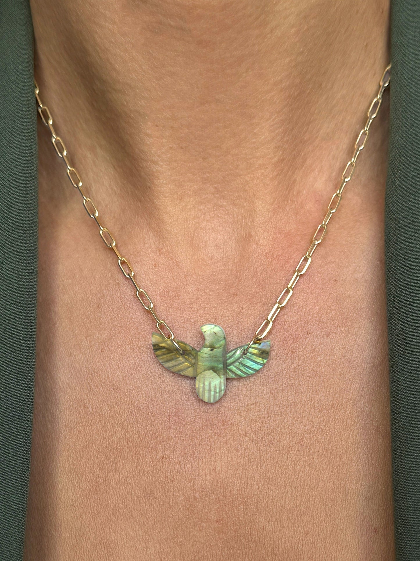 Collier doré Or jaune 18k assemblé de labradorite - Maison Di Giorgio