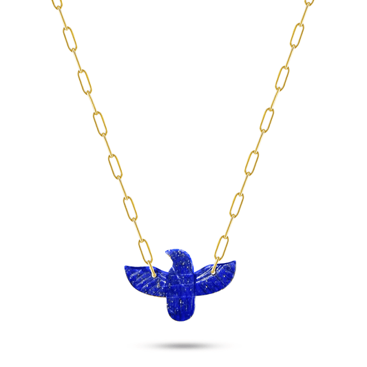 Collier doré Or jaune 18k assemblé de lapis - lazuli - Maison Di Giorgio