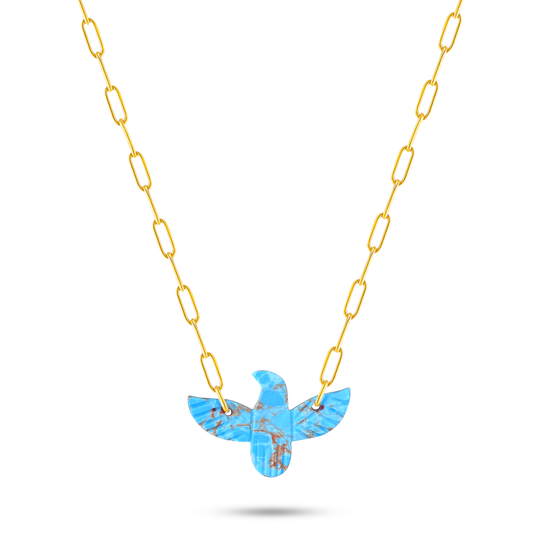 Collier doré Or jaune 18k assemblé de turquoise - Maison Di Giorgio