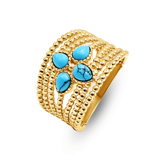 Bague dorée Or jaune 18k assemblée de Turquoise - Maison Di Giorgio