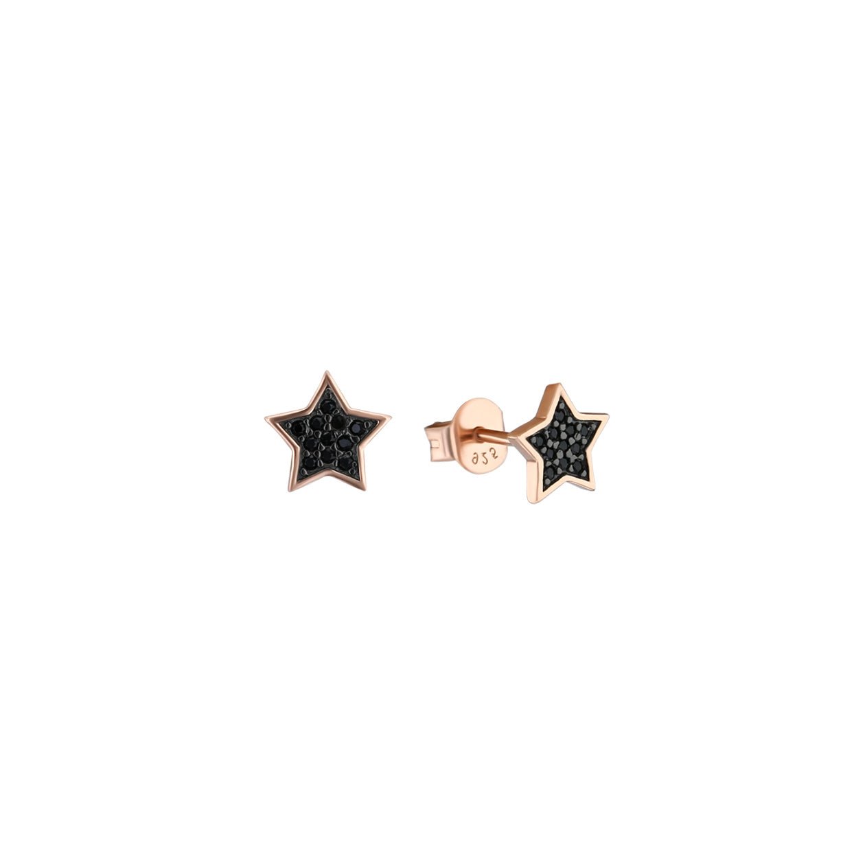 Boucles d'oreilles en Argent 925 doré Or rose 18k assemblées d'Oxyde de zirconium noir - Maison Di Giorgio