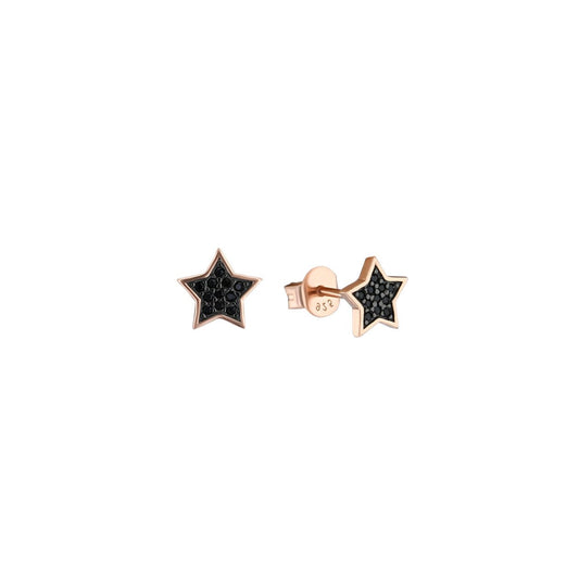 Boucles d'oreilles en Argent 925 doré Or rose 18k assemblées d'Oxyde de zirconium noir - Maison Di Giorgio