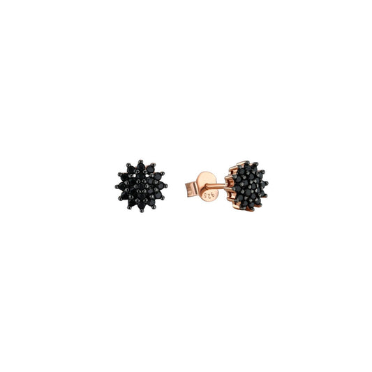 Boucles d'oreilles en Argent 925 doré Or rose 18k assemblées d'oxyde de zirconium noir - Maison Di Giorgio