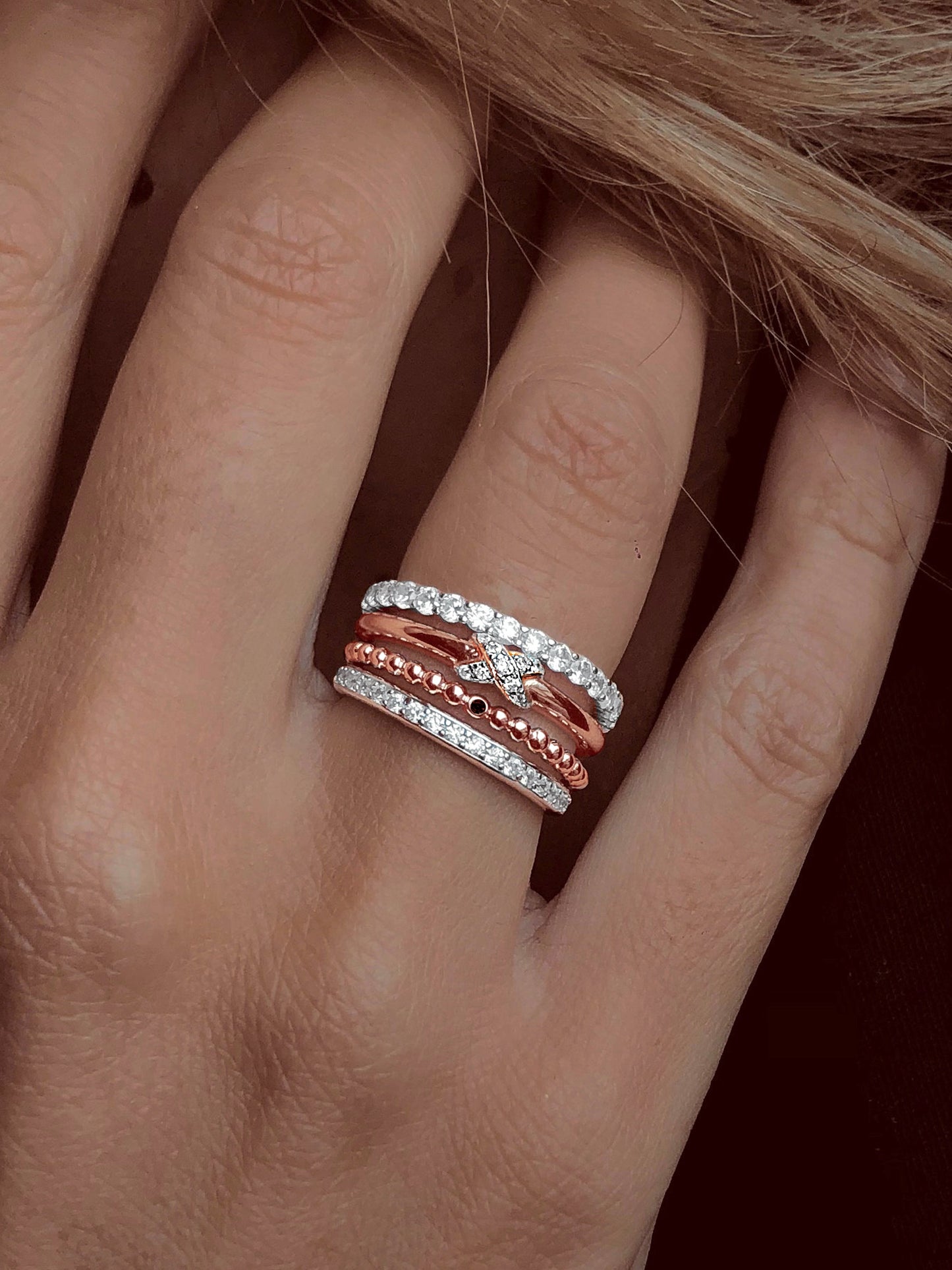 Bague en Argent 925 plaqué Rhodium assemblée d'Oxyde de zirconium - Maison Di Giorgio