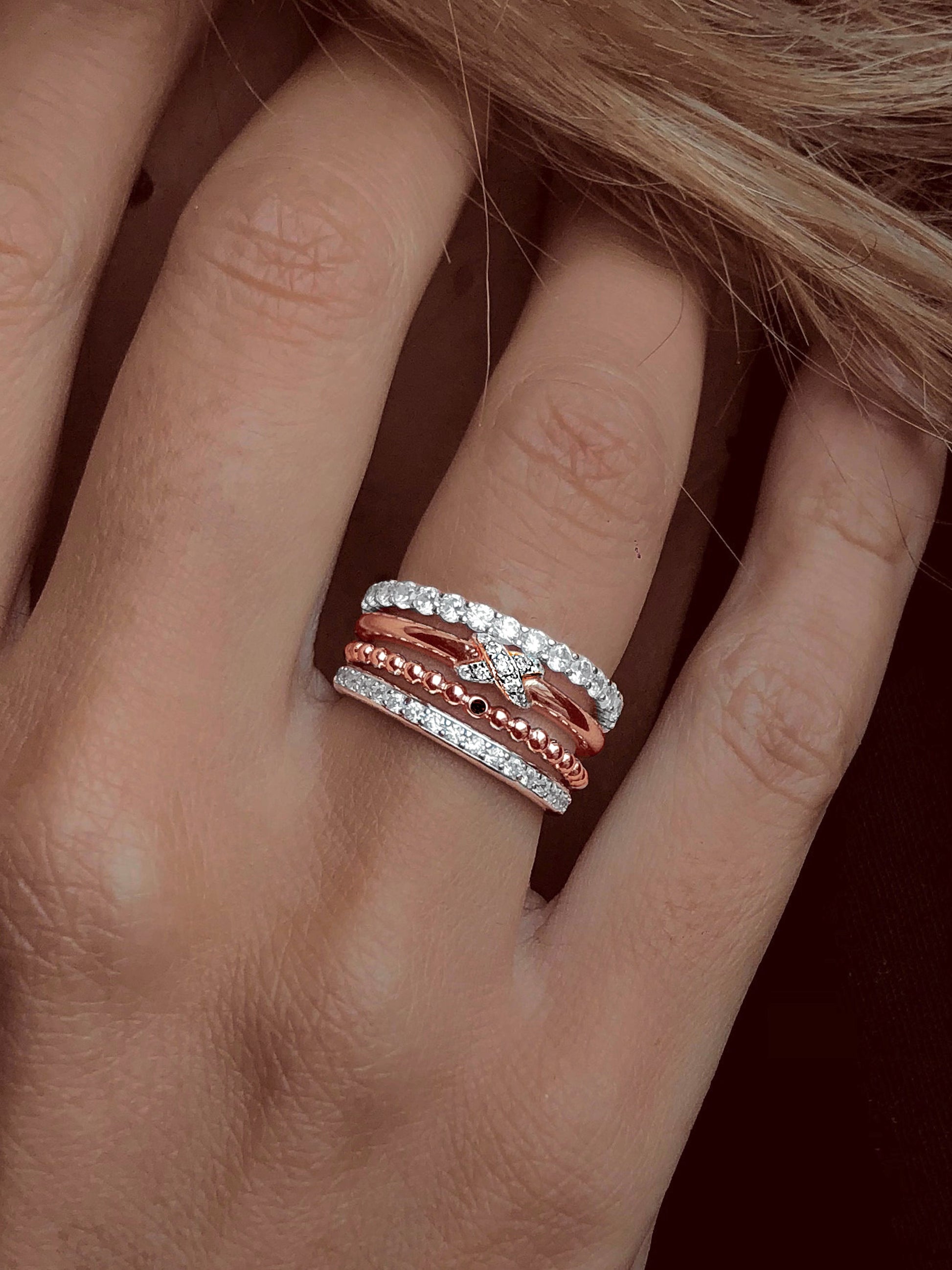 Bague en Argent 925 plaqué Rhodium assemblée d'Oxyde de zirconium - Maison Di Giorgio