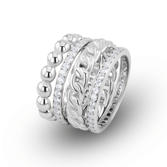 Composition de bagues en Argent 925 plaqué Rhodium assemblées d'Oxyde de zirconium - Maison Di Giorgio