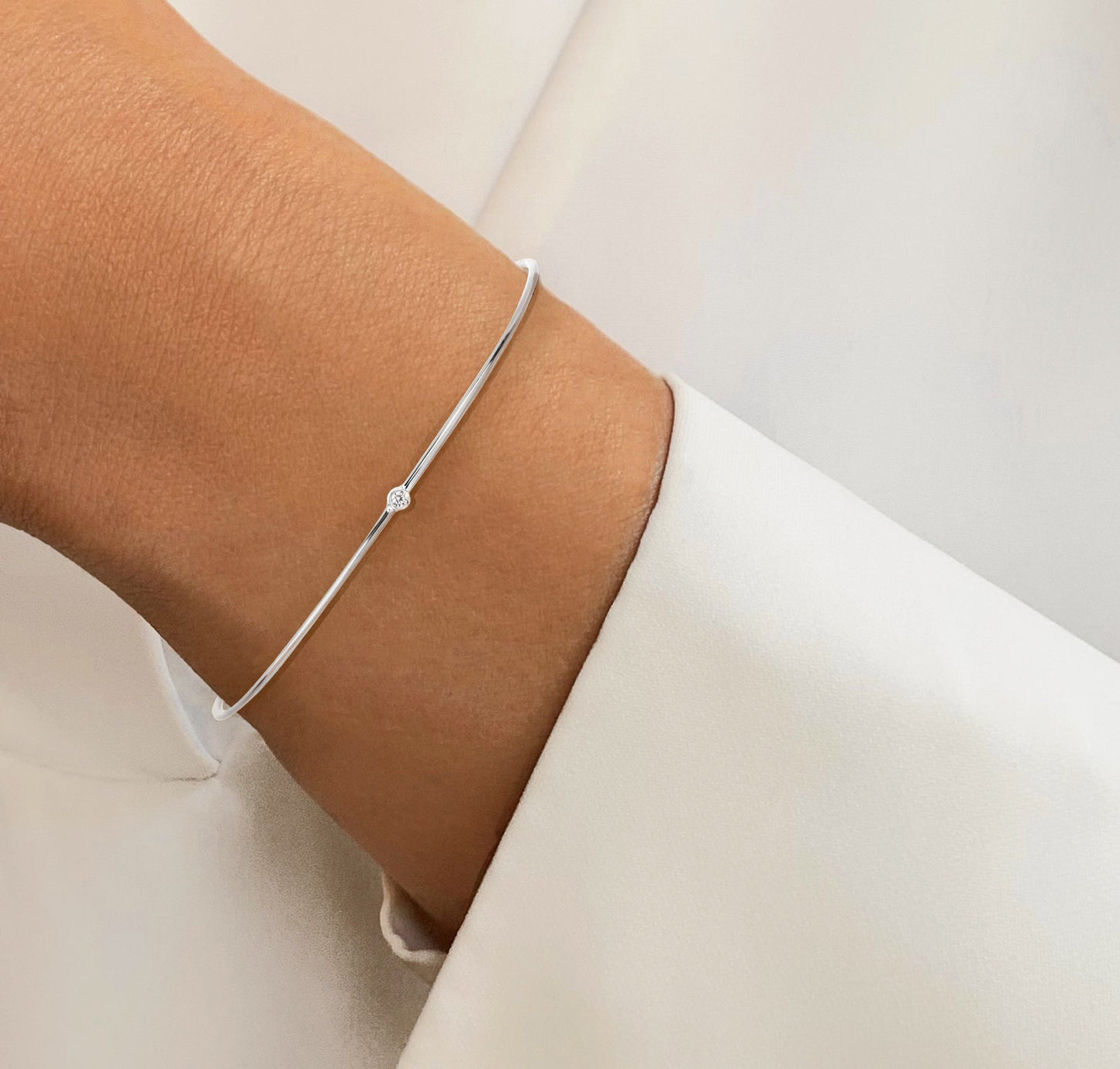 Bracelet en Or blanc 9k assemblé de Diamant HSI - Maison Di Giorgio