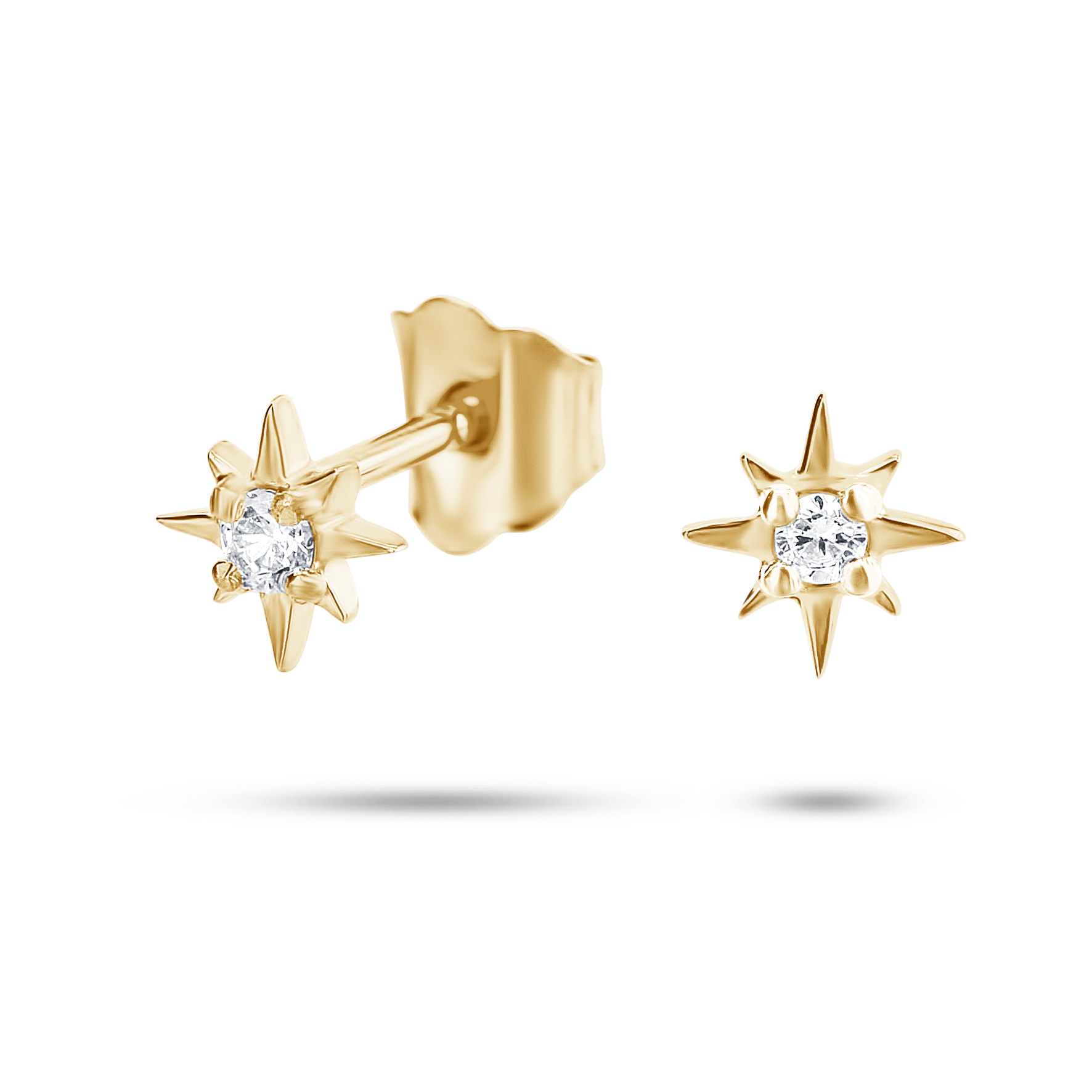 Boucles d'oreilles en Or jaune 9k assemblées de Diamant HSI - Maison Di Giorgio