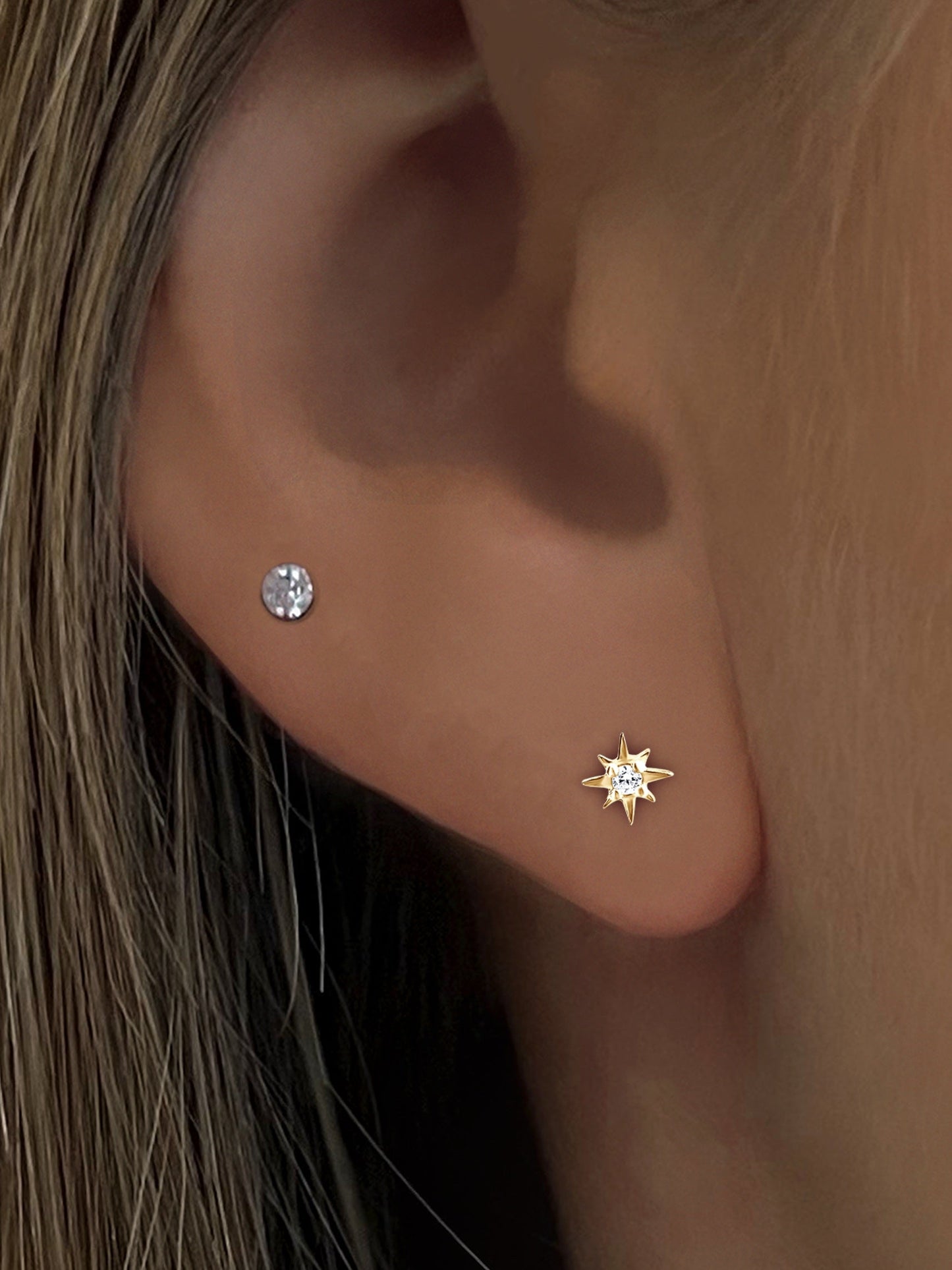 Boucles d'oreilles en Or jaune 9k assemblées de Diamant HSI - Maison Di Giorgio