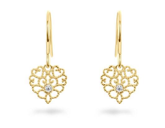 Boucles d'oreilles en Or jaune 9k assemblées de Diamant HSI - Maison Di Giorgio