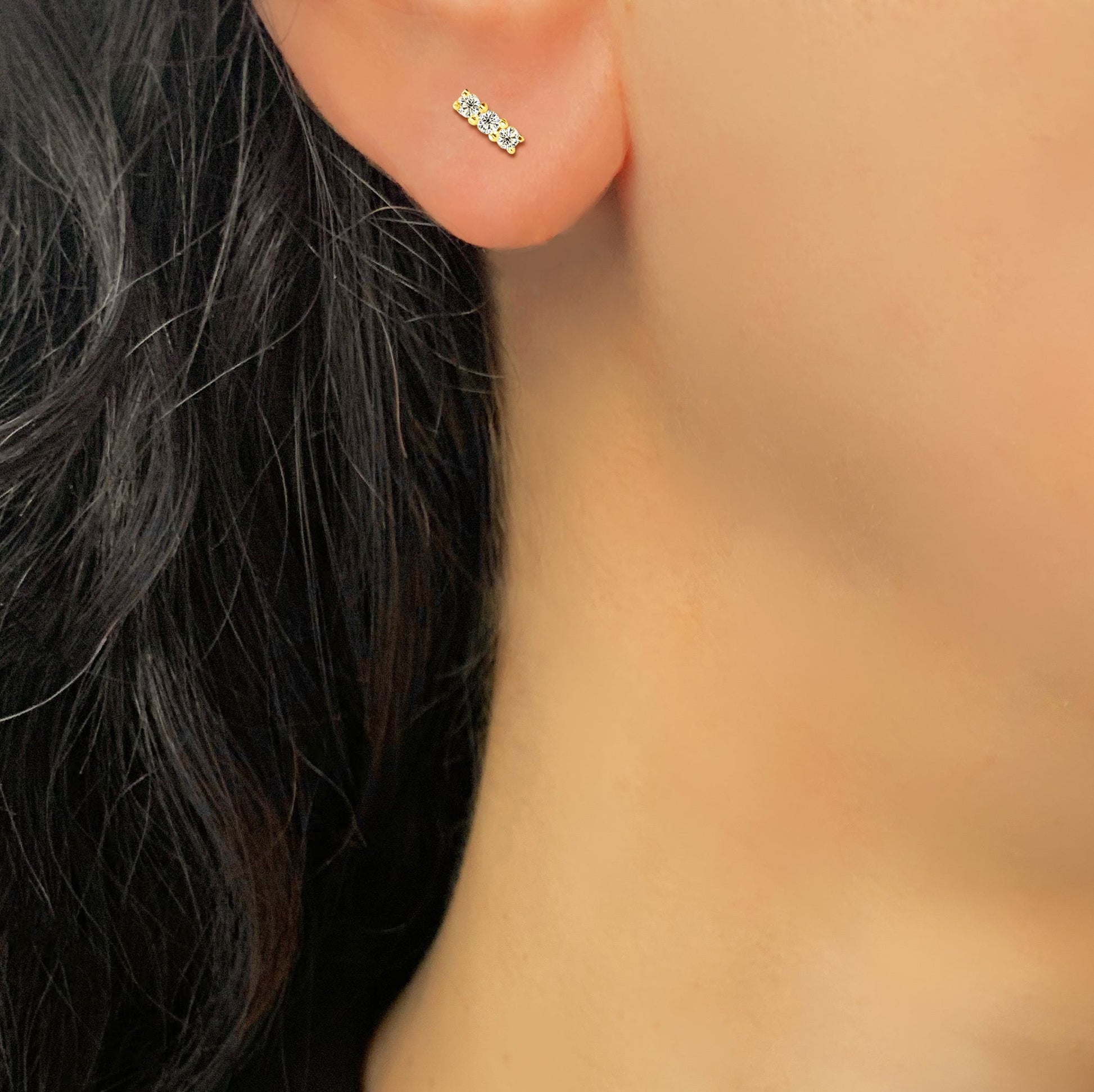 Boucles d'oreilles en Or jaune 9k assemblées de Diamant HSI - Maison Di Giorgio