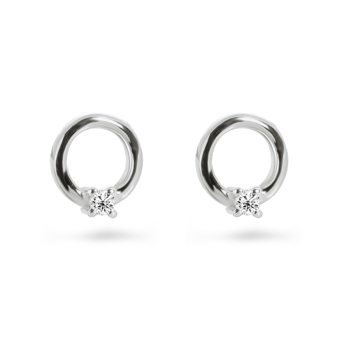 Boucles d'oreilles en Or blanc 9k assemblées de Diamant HSI - Maison Di Giorgio