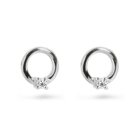 Boucles d'oreilles en Or blanc 9k assemblées de Diamant HSI - Maison Di Giorgio