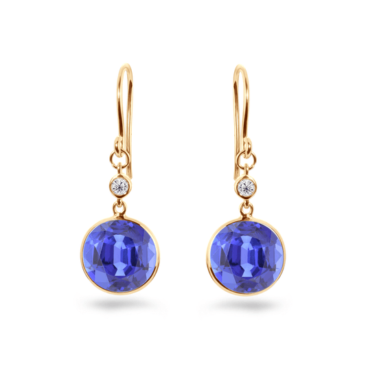 Boucles d'oreilles en Or jaune 9k assemblées de Topaze blanche et Quartz tanzanite - Maison Di Giorgio