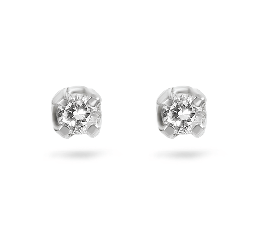Boucles d'oreilles en Or blanc 9k assemblées de Diamant HSI - Maison Di Giorgio