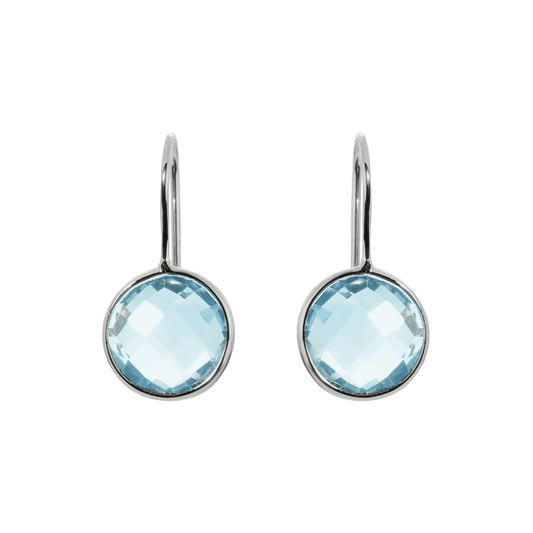 Boucles d'oreilles en Or blanc 9k assemblées de Topaze bleue - Maison Di Giorgio