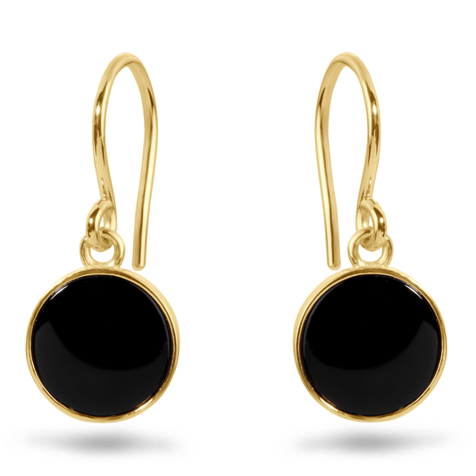 Boucles d'oreilles en Or jaune 9k assemblées de Onyx noir - Maison Di Giorgio