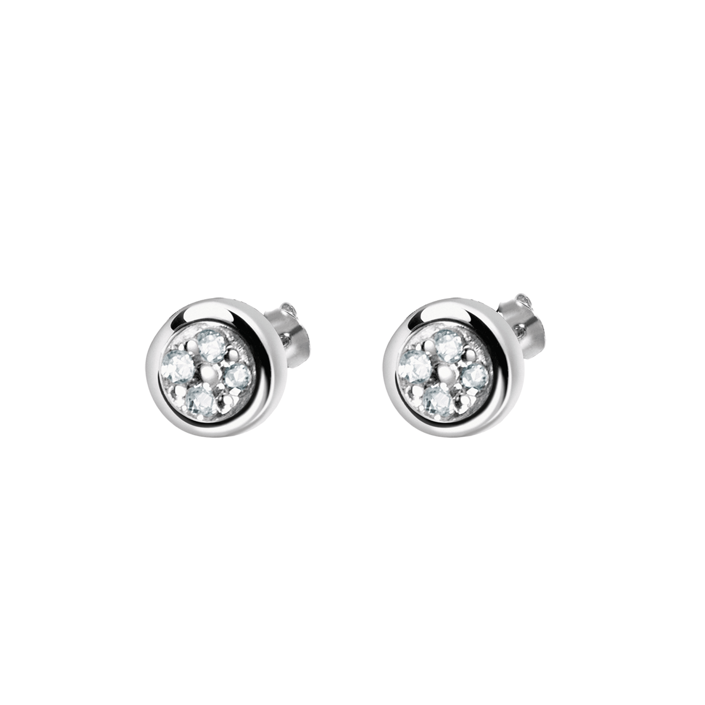 Boucles d'oreilles en Or blanc 9k assemblées de Diamant HSI - Maison Di Giorgio