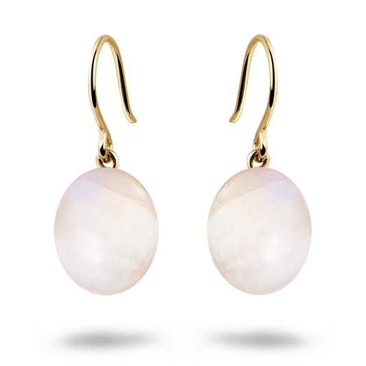 Boucles d'oreilles en Or jaune 9k assemblées de Pierre de lune - Maison Di Giorgio