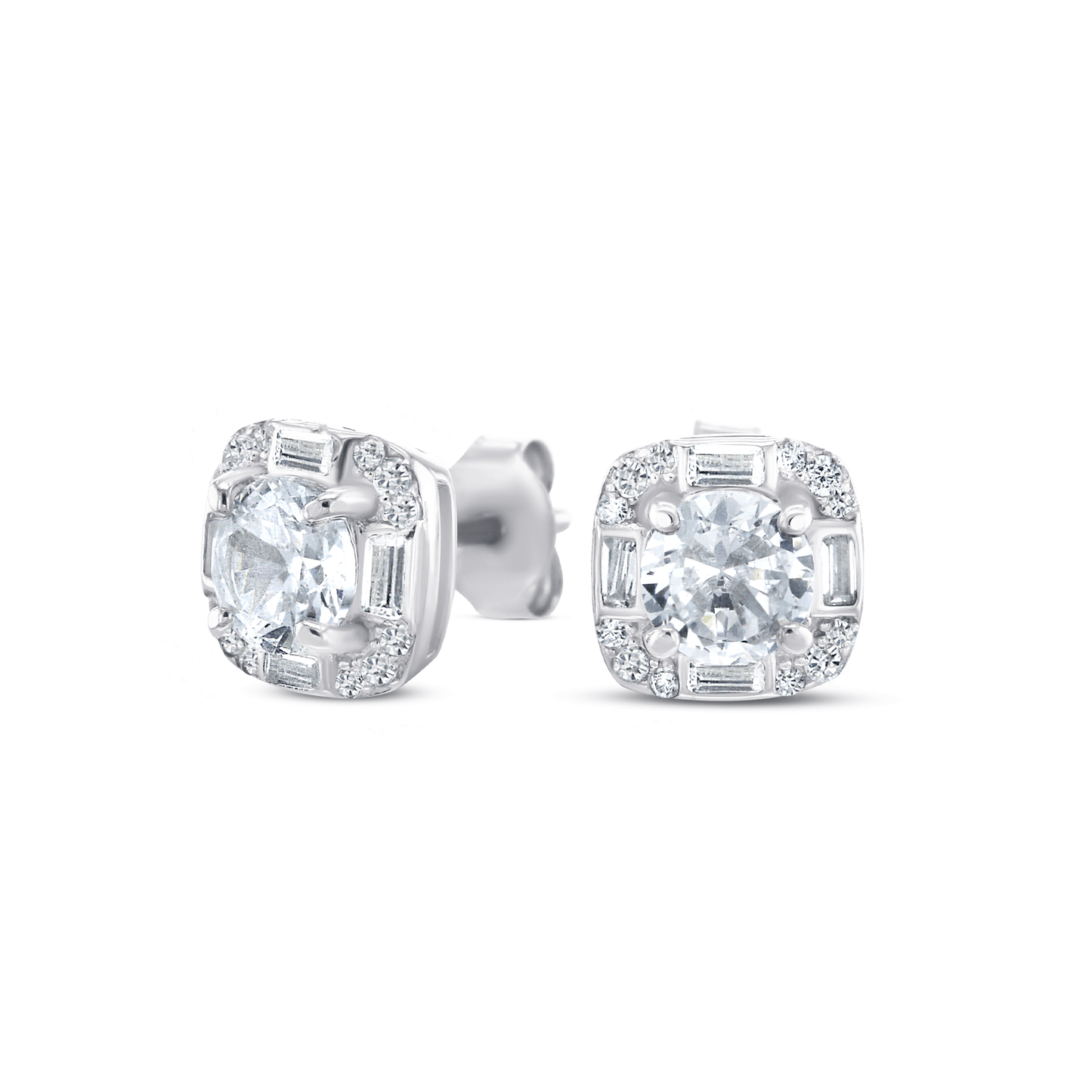 Boucles d'oreilles en Or blanc 9k assemblées de Diamant HSI et Topaze blanche - Maison Di Giorgio