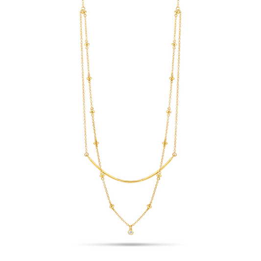 Collier en Or jaune 9k assemblé de Topaze blanche - Maison Di Giorgio
