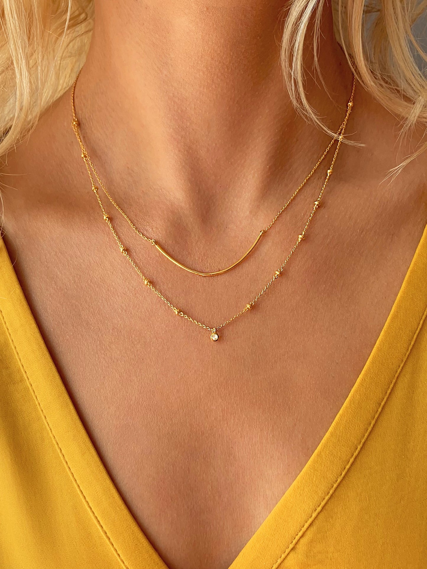 Collier en Or jaune 9k assemblé de Topaze blanche - Maison Di Giorgio