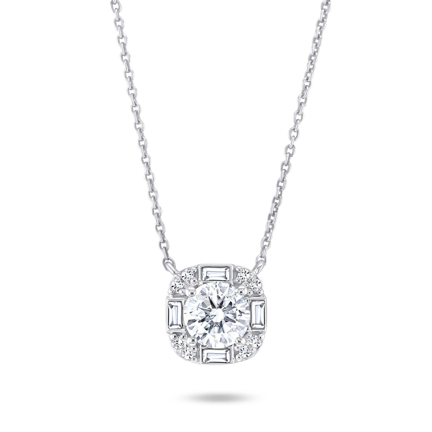 Collier en Or blanc 9k assemblé de Diamant HSI et Topaze blanche - Maison Di Giorgio